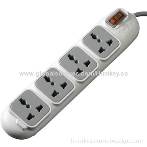 Universal power strip with four independent switches, 2 colors available